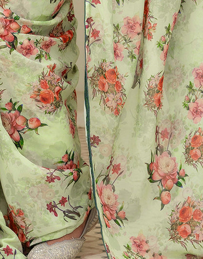 Ready To Wear Multicoloured Georgette Floral Printed Saree