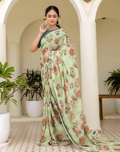 Ready To Wear Multicoloured Georgette Floral Printed Saree