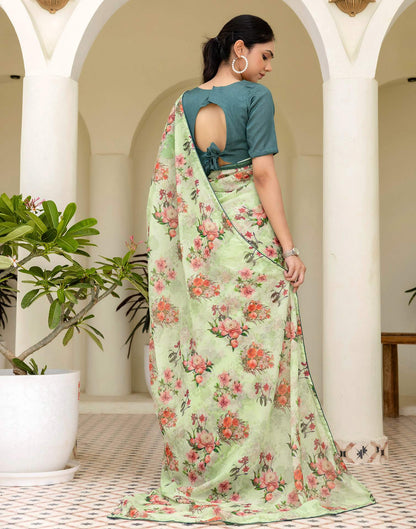 Ready To Wear Multicoloured Georgette Floral Printed Saree