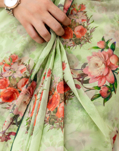 Ready To Wear Multicoloured Georgette Floral Printed Saree