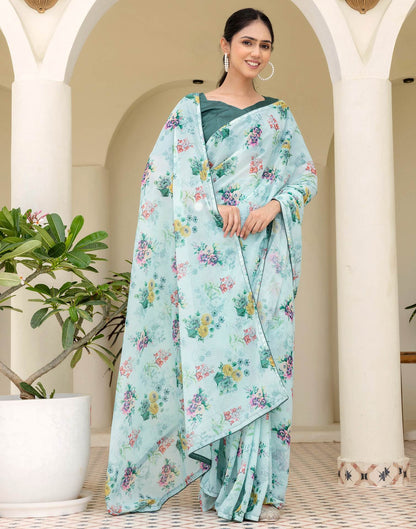 Ready To Wear Multicoloured Georgette Floral Printed Saree