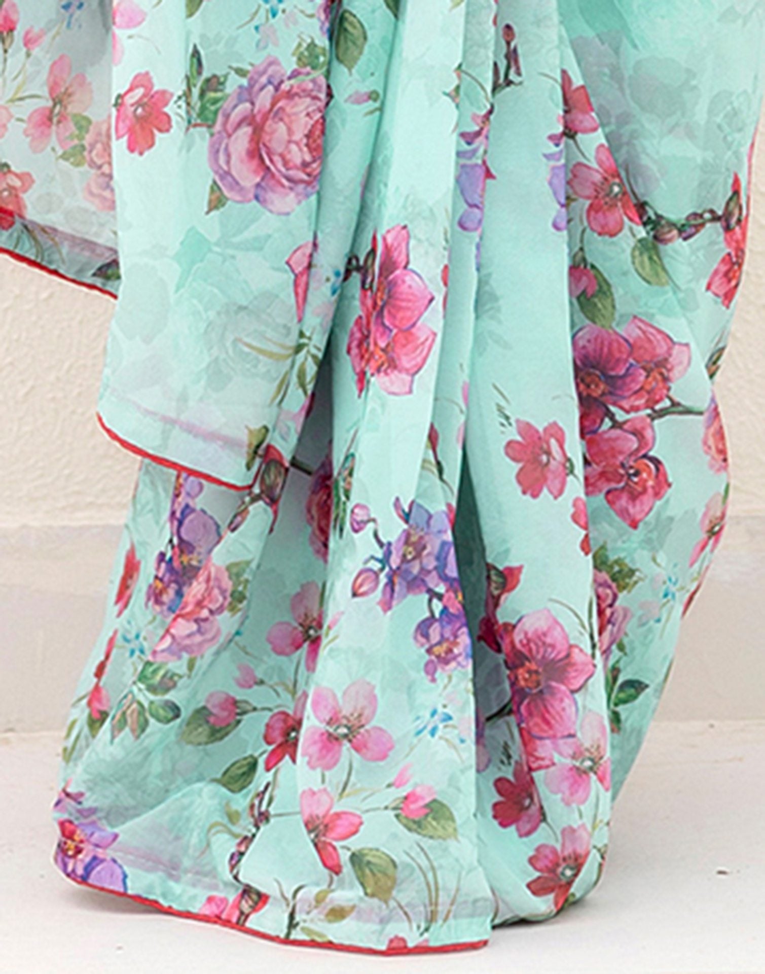 Ready To Wear Multicoloured Georgette Floral Printed Saree