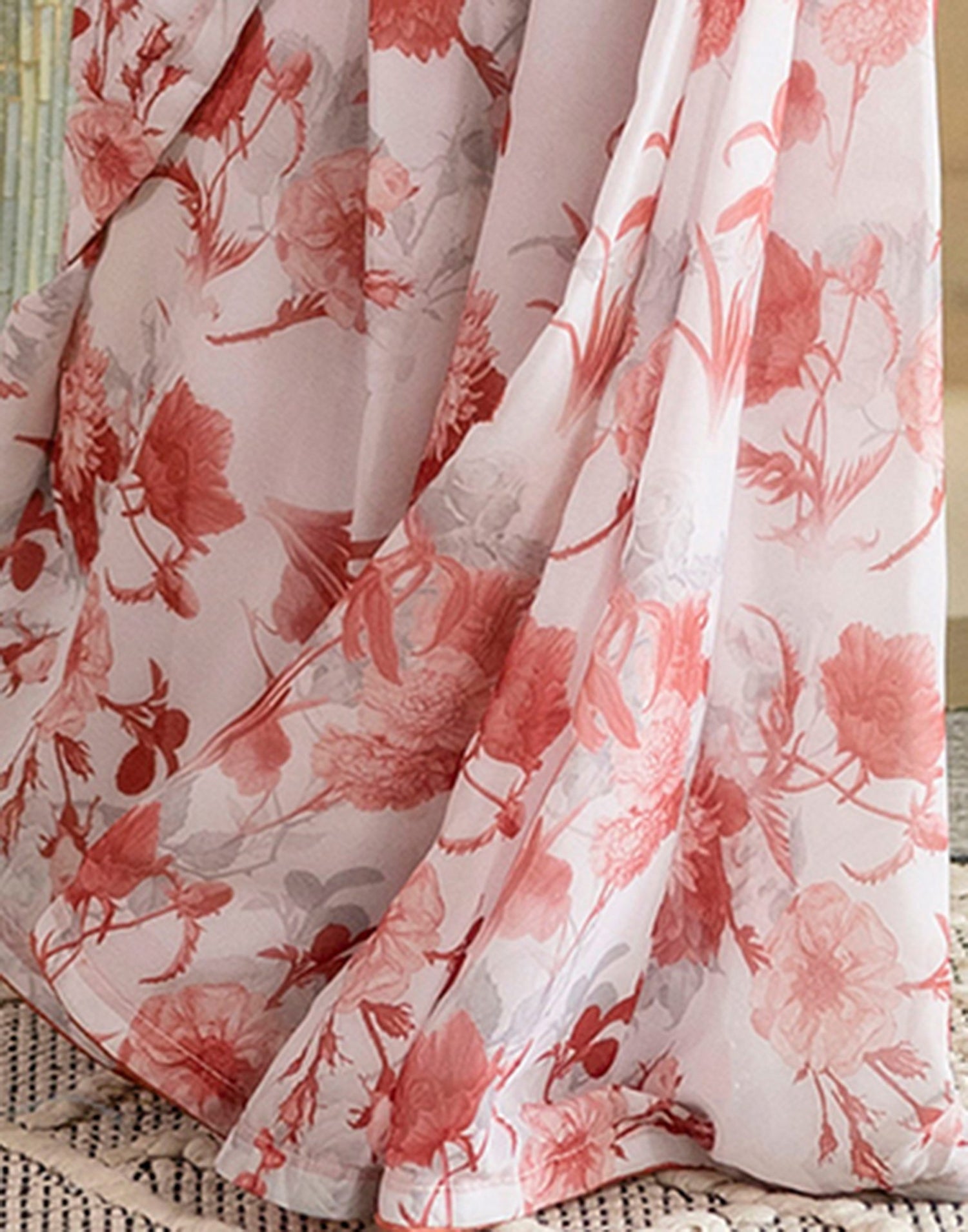 Ready To Wear Brown Georgette Floral Printed Saree