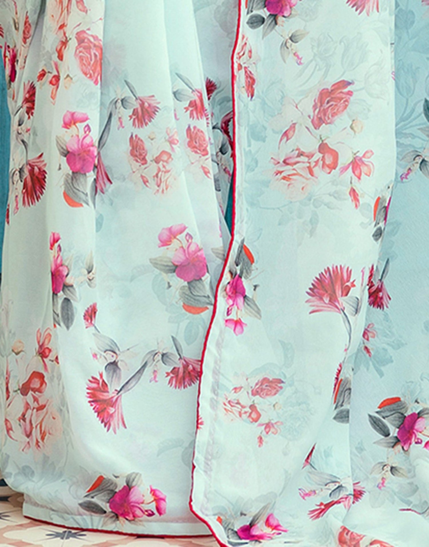 Ready To Wear Multicoloured Georgette Floral Printed Saree