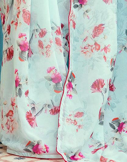 Ready To Wear Multicoloured Georgette Floral Printed Saree