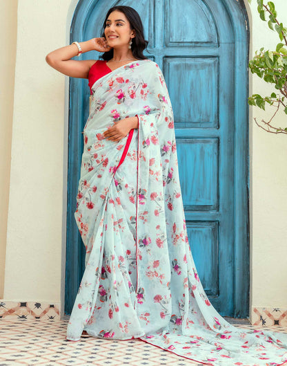 Ready To Wear Multicoloured Georgette Floral Printed Saree