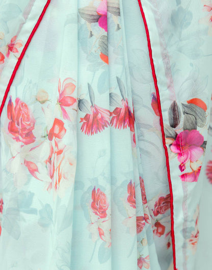 Ready To Wear Multicoloured Georgette Floral Printed Saree