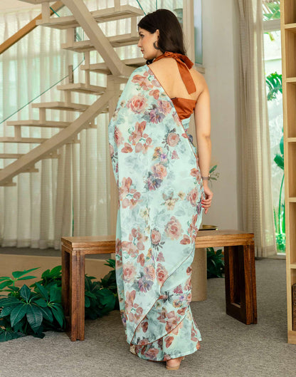 Ready To Wear Multicoloured Georgette Floral Printed Saree