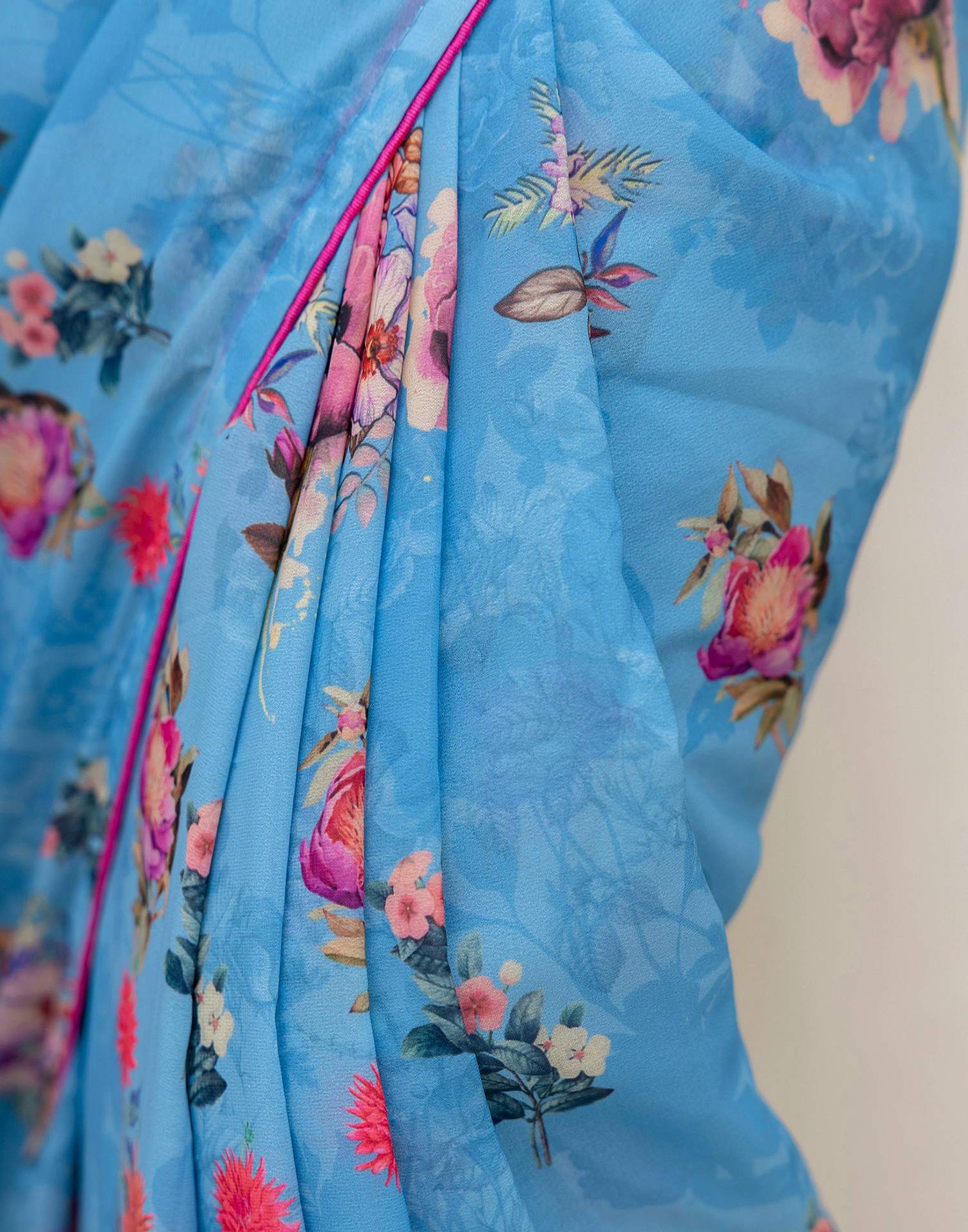 Ready To Wear Multicoloured Georgette Floral Printed Saree