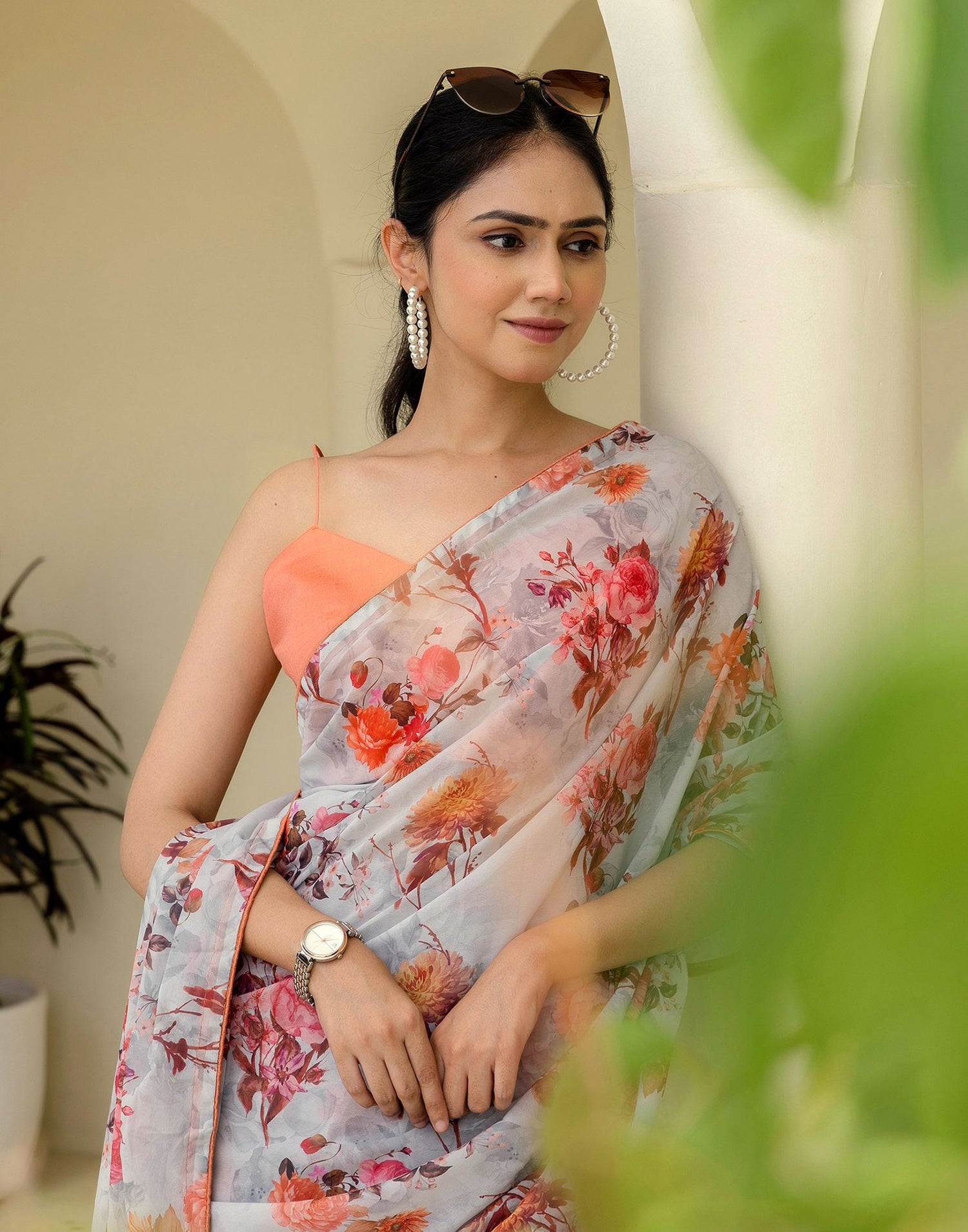 Ready To Wear Multicoloured Georgette Floral Printed Saree