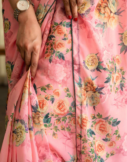 Ready To Wear Multicoloured Georgette Floral Printed Saree