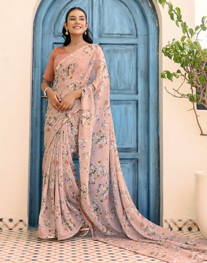 Ready To Wear Multicoloured Georgette Floral Printed Saree