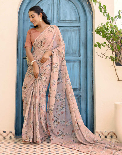 Ready To Wear Multicoloured Georgette Floral Printed Saree