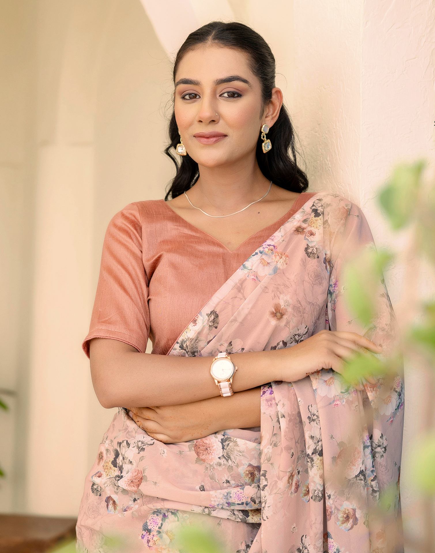 Ready To Wear Multicoloured Georgette Floral Printed Saree