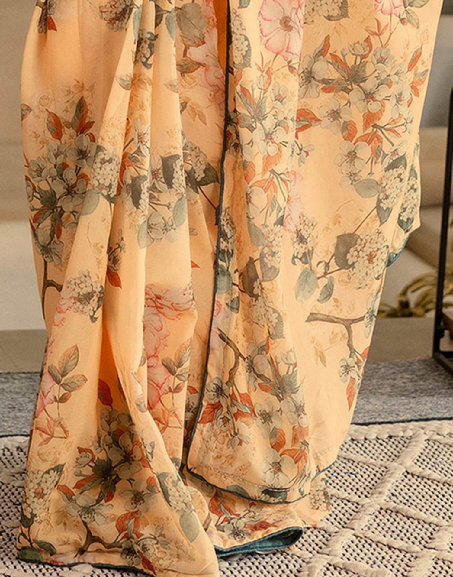 Ready To Wear Multicoloured Georgette Floral Printed Saree