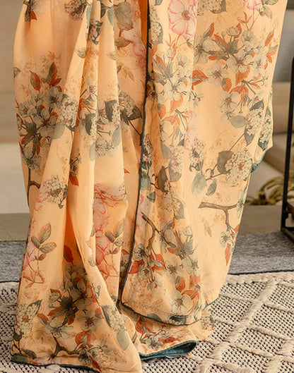 Ready To Wear Multicoloured Georgette Floral Printed Saree