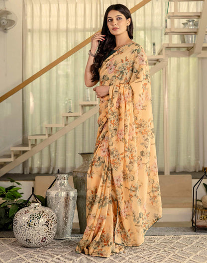 Ready To Wear Multicoloured Georgette Floral Printed Saree