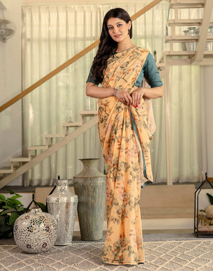 Ready To Wear Multicoloured Georgette Floral Printed Saree