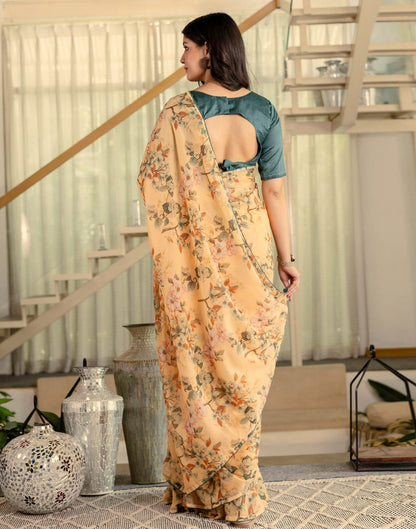 Ready To Wear Multicoloured Georgette Floral Printed Saree