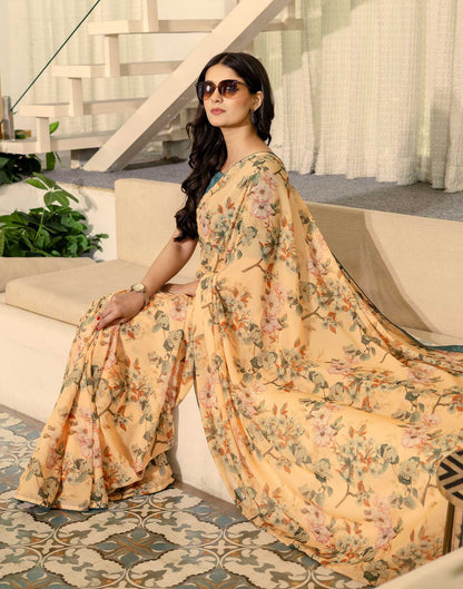 Ready To Wear Multicoloured Georgette Floral Printed Saree