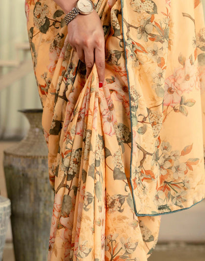 Ready To Wear Multicoloured Georgette Floral Printed Saree