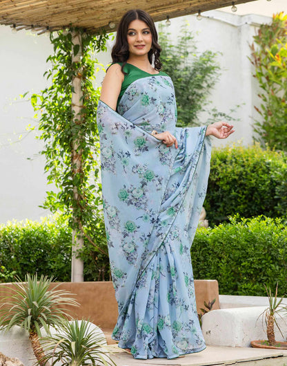 Ready To Wear Multicoloured Georgette Floral Printed Saree