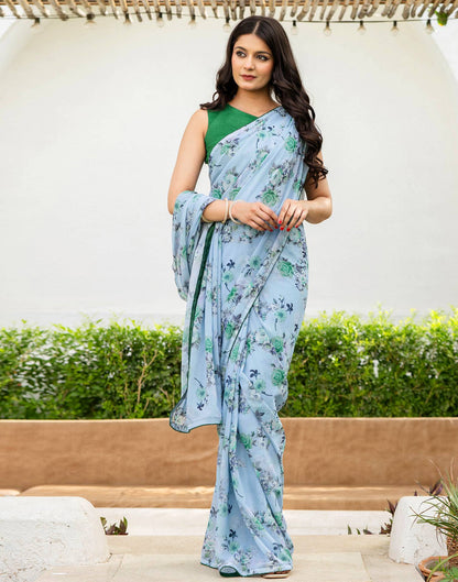 Ready To Wear Multicoloured Georgette Floral Printed Saree