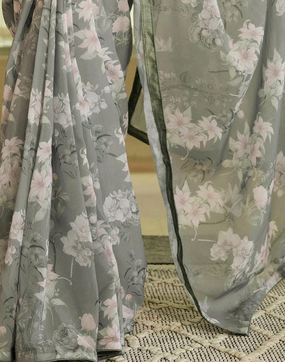 Ready To Wear Multicoloured Georgette Floral Printed Saree