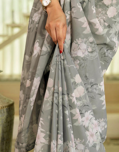 Ready To Wear Multicoloured Georgette Floral Printed Saree