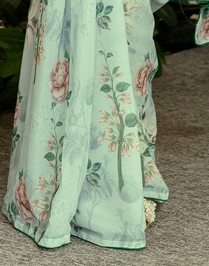 Ready To Wear Multicoloured Georgette Floral Printed Saree