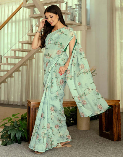 Ready To Wear Multicoloured Georgette Floral Printed Saree