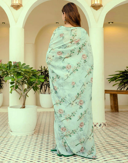 Ready To Wear Multicoloured Georgette Floral Printed Saree