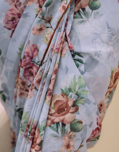 Ready To Wear Multicoloured Georgette Floral Printed Saree