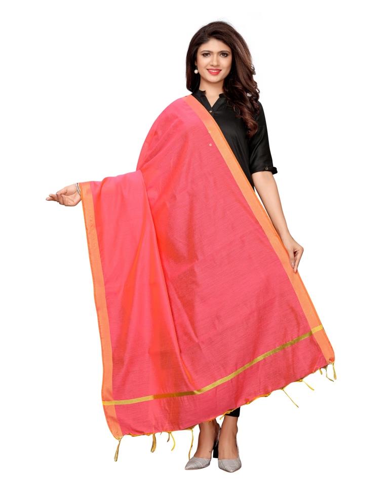 Versatile Pink Coloured Cotton Silk Dyed Dupatta | Sudathi