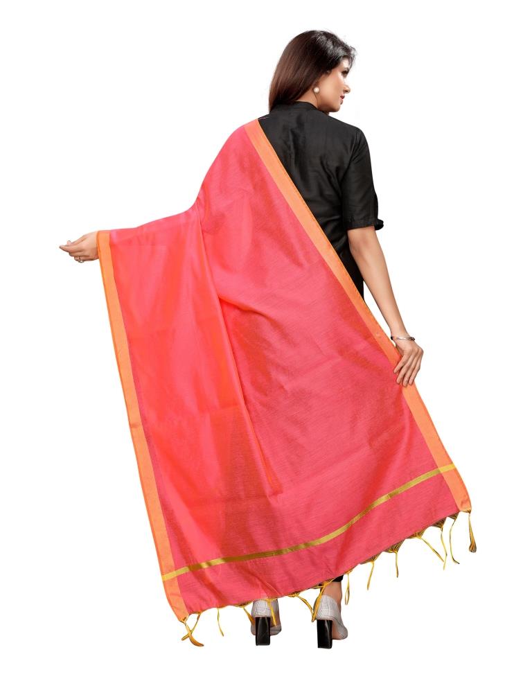 Versatile Pink Coloured Cotton Silk Dyed Dupatta | Sudathi