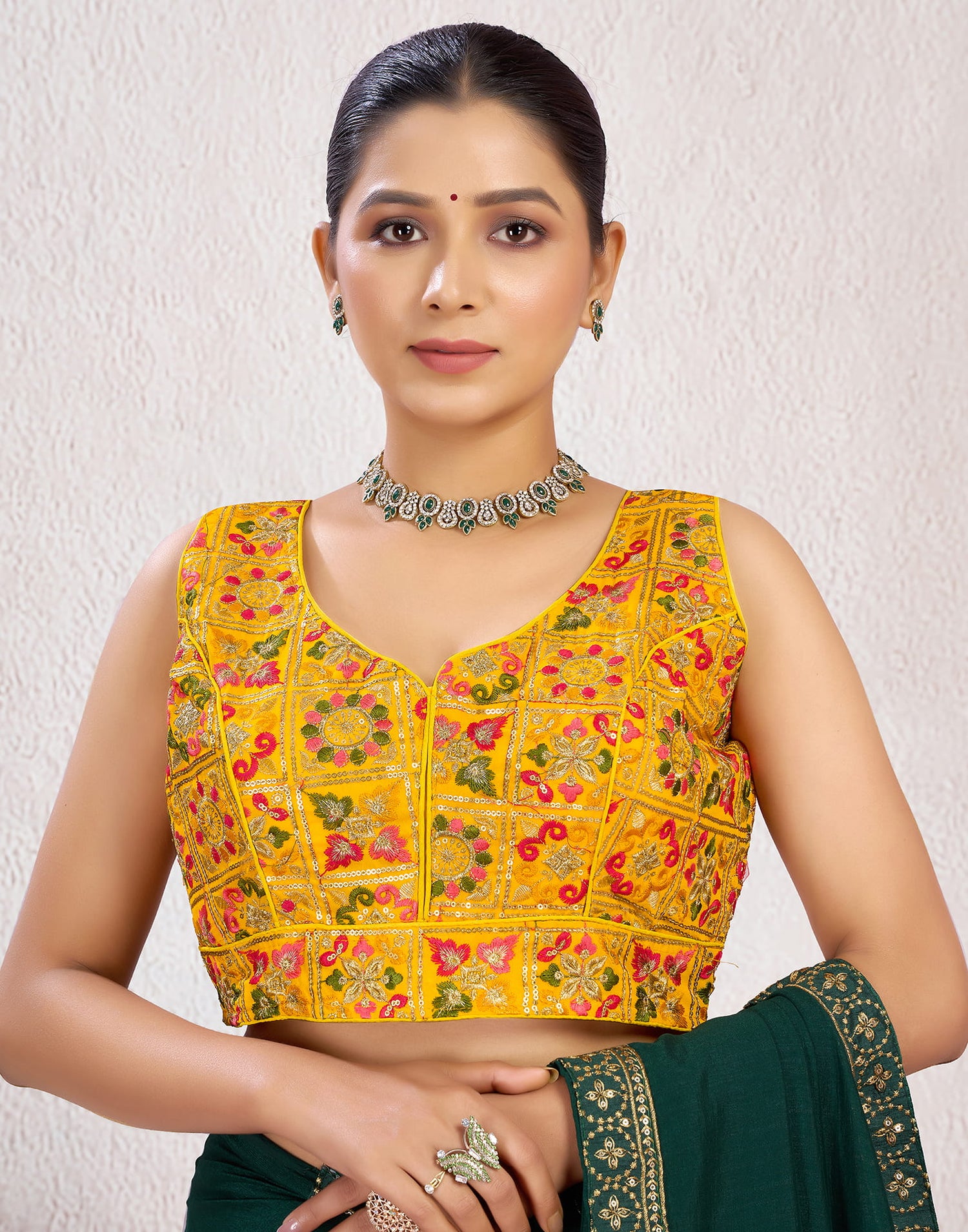 Yellow Georgette Sequence Blouse