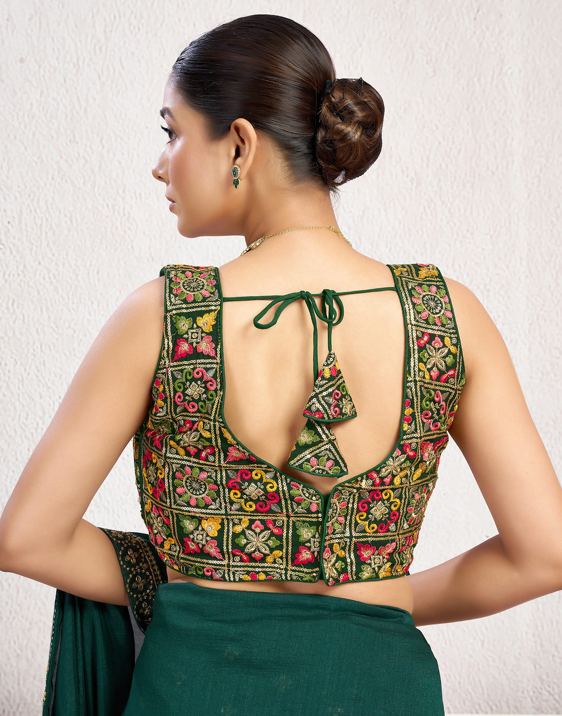 Dark Green Georgette Sequence Blouse