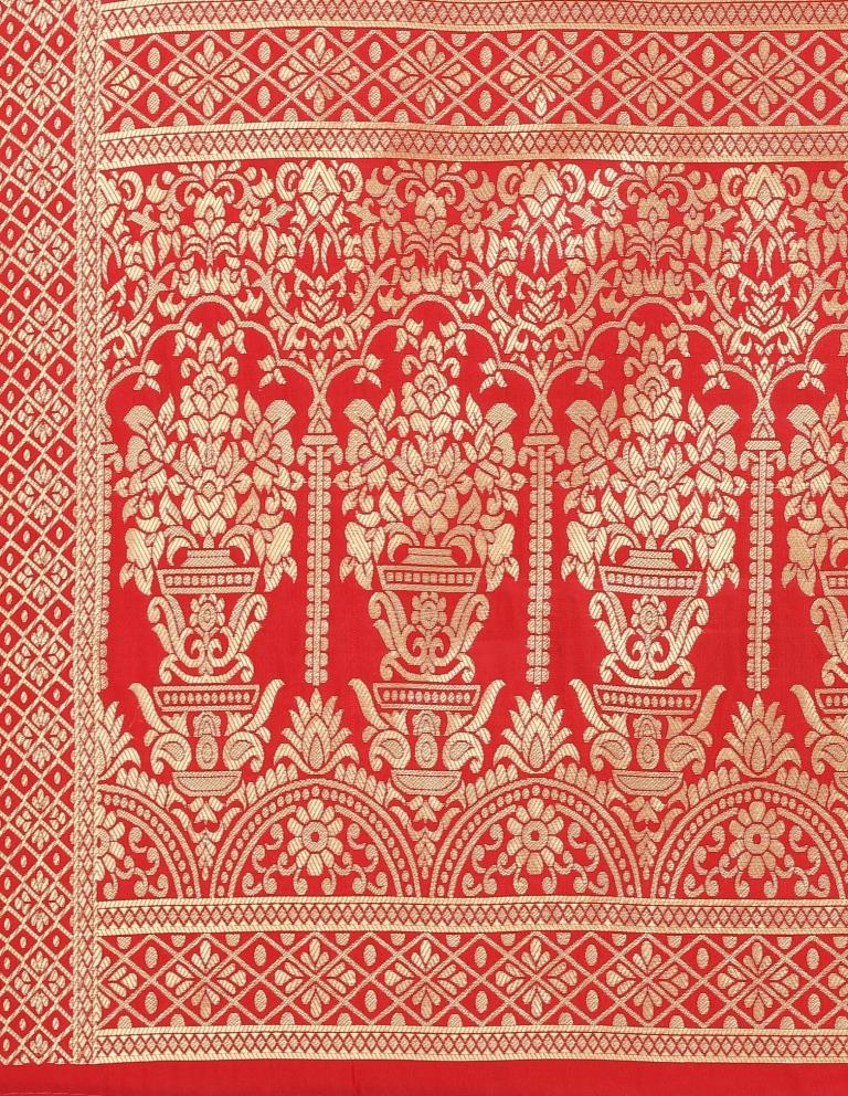 Precious Red Coloured Poly Silk Jacquard Banarasi Dupatta | Sudathi