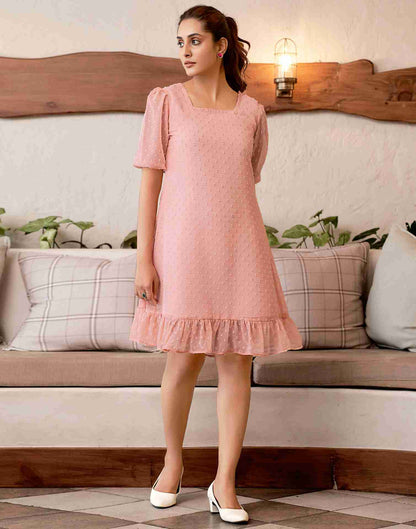 Peach Chiffon Woven Dress