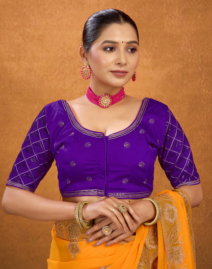 Purple Silk Plain Embroidery Blouse