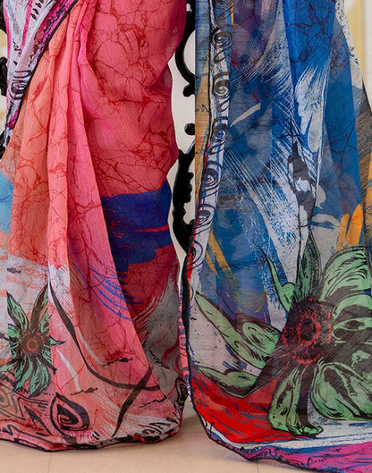Ready To Wear Multicoloured Cotton Floral Printed Saree