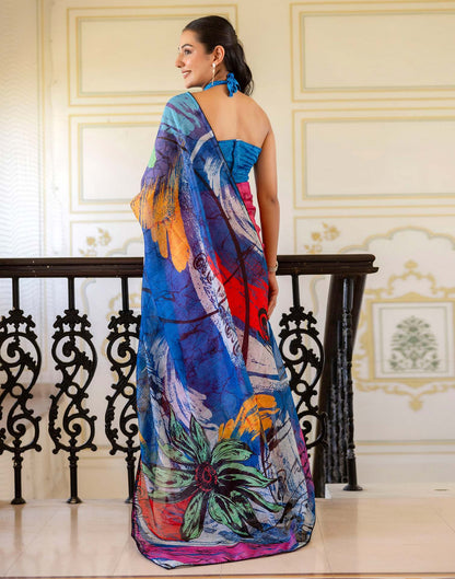 Ready To Wear Multicoloured Cotton Floral Printed Saree