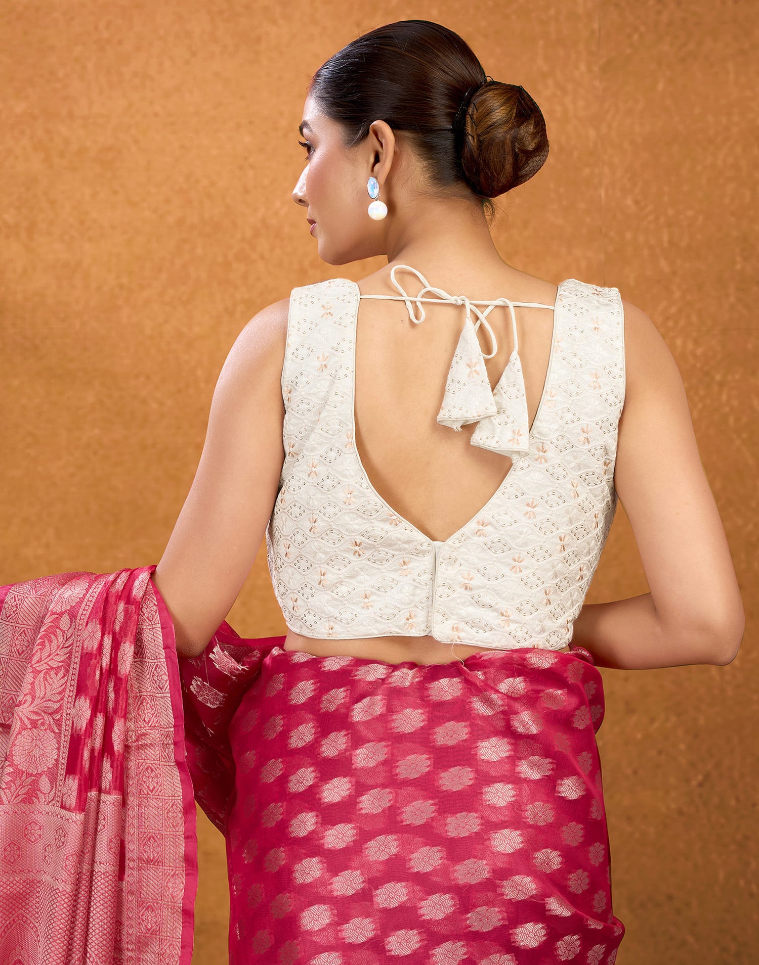 White Silk Sequence Blouse