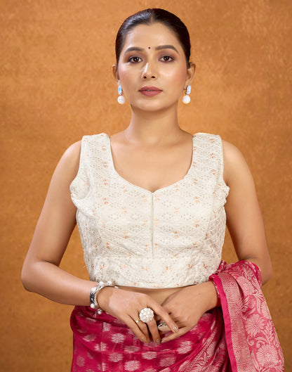 White Silk Sequence Blouse