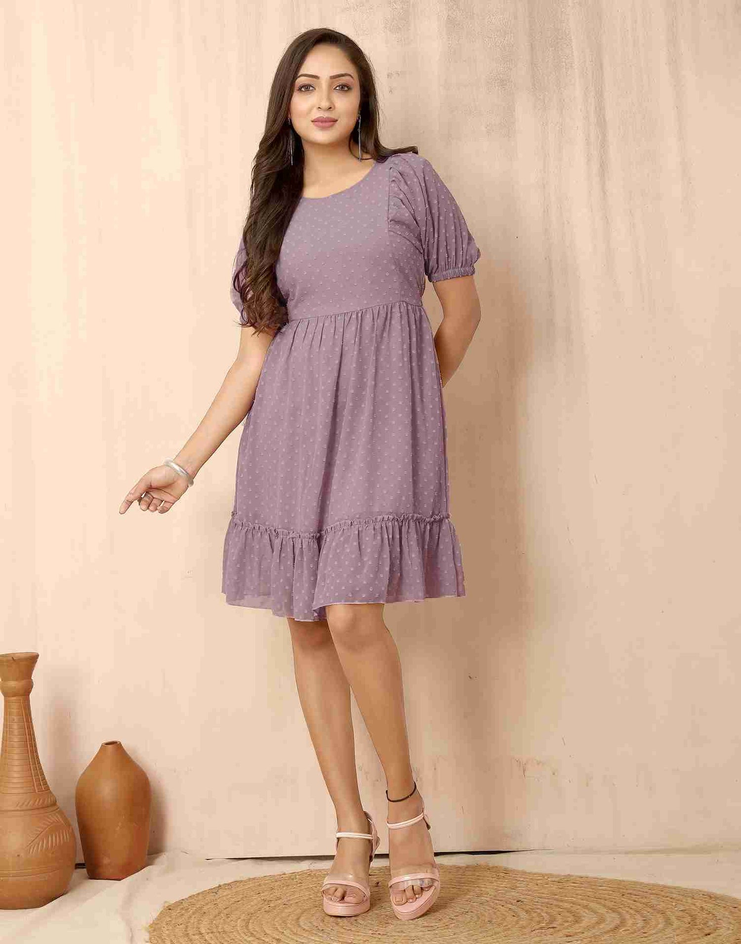 Mauve Chiffon Woven Dress