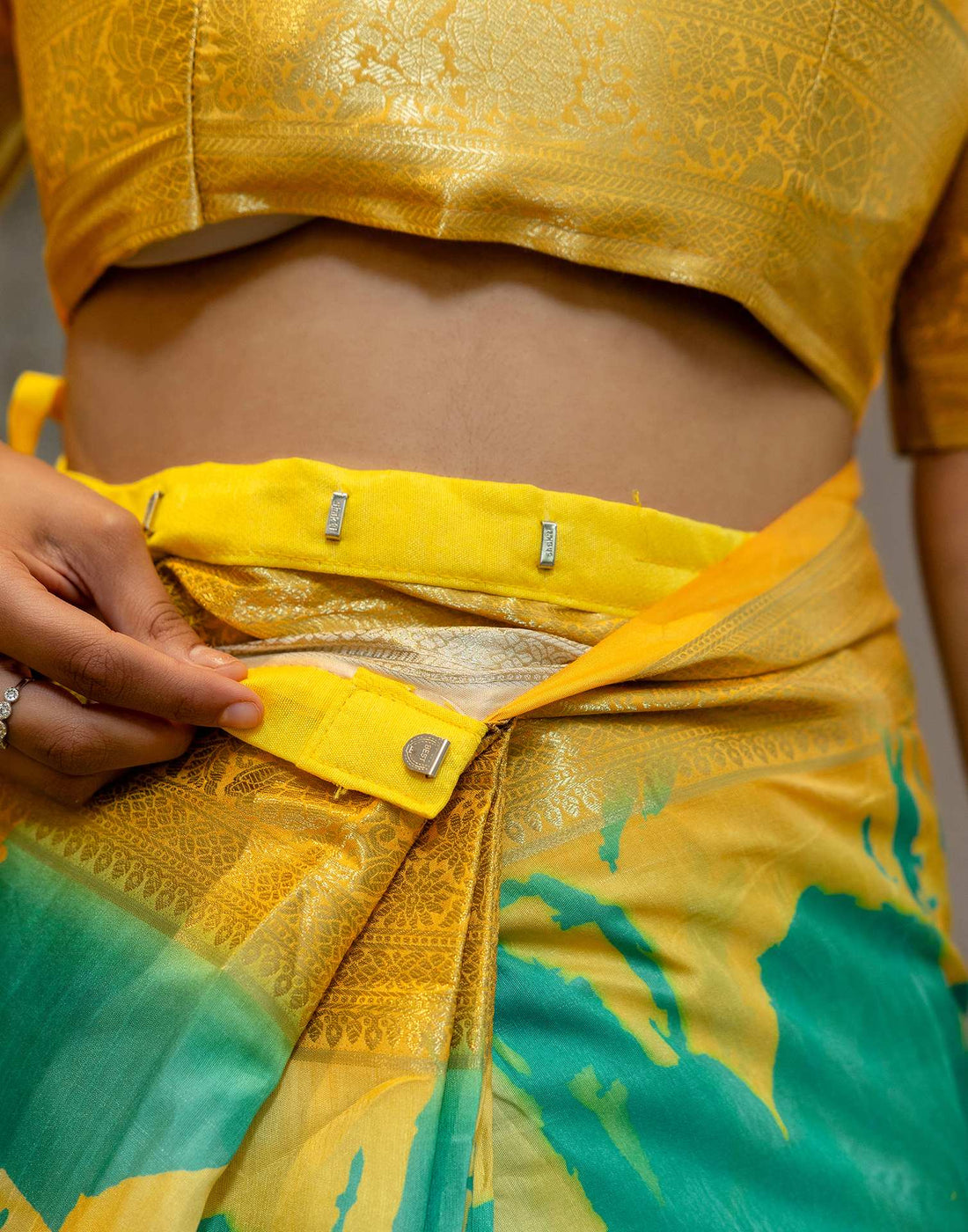Ready To Wear Yellow Silk Printed Saree