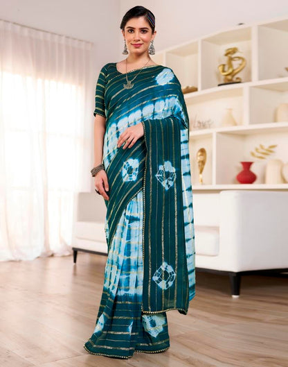 Ready to Wear Light Blue Chanderi Printed Saree