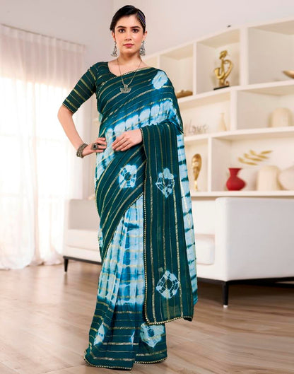 Ready to Wear Light Blue Chanderi Printed Saree