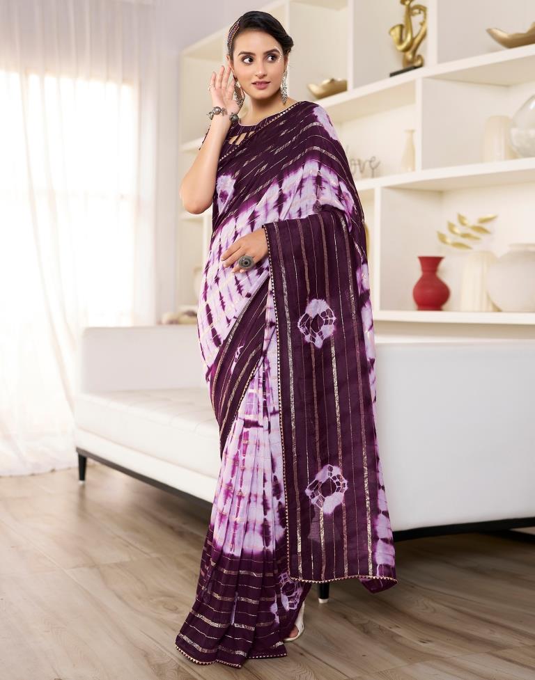 Ready to Wear Light Pink Chanderi Printed Saree