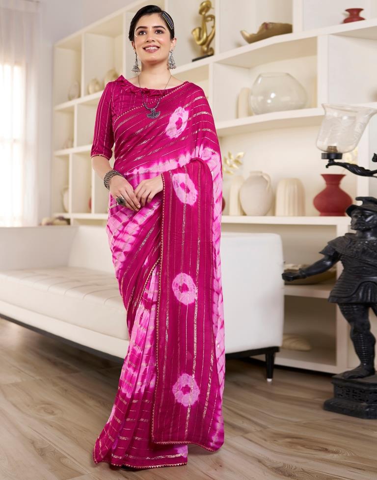 Ready to Wear Light Pink Chanderi Printed Saree